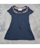 Clock House Dress Womens L Navy Blue Short Sleeve Tie In Neck Short Casu... - £18.02 GBP