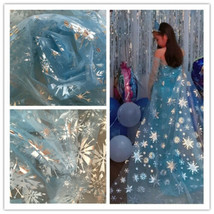 Silver Printing Tulle Stiff Fabric Snow Princess 59&quot; Width 0.5Y Girl Dress Cloak - £6.86 GBP