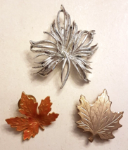 Scatter Pin LOT of 3 Leaves Theme VTG Fall Autumn Nature K.C. Leaf Jewelry - £12.00 GBP