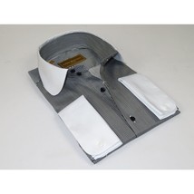 Men 100% Cotton Dress Shirt CIERO MONTERO Turkey 1A99-01 White Black Slim Fit image 2