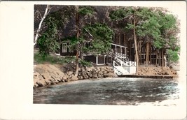 Beautiful Lakeside Cottages RPPC Homes Hand Colored Photo c1940 Postcard W13 - £15.69 GBP