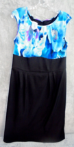 Dressbarn Women&#39;s Size 8 Formal Sheath Dress Sleeveless Floral and Solid Black - £10.01 GBP