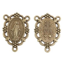 12pcs of 1.2 Inch Antique Bronze Rosary Centerpiece Miraculous Mary Medal - $12.18