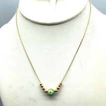 Vintage Minimalist Golden Ball Necklace with Lovely Cloisonne Floral Focal Bead - £22.37 GBP