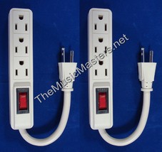 2X Mini Add-on Dj Band 3 Outlet Ac Power Strip w/ Lighted On/Off Switch 5&quot; Cord - £13.84 GBP