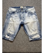 NEW FWRD Blue Distressed Denim Jean Shorts Men&#39;s Size 34 Hip Hop KG JD - $376.14 MXN