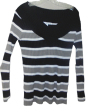 Love by Design Womens XL Slim Fit Sweater Pullover Knit Striped Black Wh... - $6.88