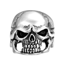 Awesome Biker Big Shiny Skull .925 Silver Ring-12 - £41.14 GBP