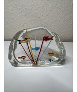Murano Style Blown Art Glass Fish Aquarium Paperweight Five Fish Sculptu... - $32.07 CAD