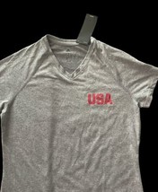 NWT New Adidas Climalite USA Tennis V-Neck Activewear Shirt Sz S Women Gray image 2