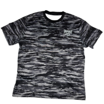 Tapout Shirt Men&#39;s Large Gray Black Short Sleeve Camouflage Performance - £14.83 GBP