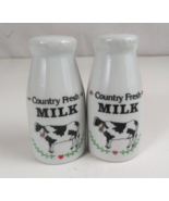 Vintage Country Fresh Milk Bottle 3.18&quot; Salt &amp; Pepper Shakers - €8,38 EUR