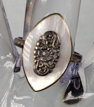 Vintage Large Sterling Silver 925 Mother of Pearl Ring Size 8 - €161,06 EUR