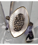 Vintage Large Sterling Silver 925 Mother of Pearl Ring Size 8 - $185.47