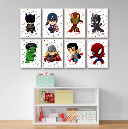 Digital 8 Poster Art Kids Room Modern illustration Colorful Design Wall ... - $15.00