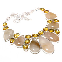 Golden Rutile Citrine Topaz Gemstone Fashion Ethnic Necklace Jewelry 18" SA 5107 - £11.98 GBP