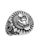 Egyptian Ankh Sacred Scarab Sterling Silver 925 Men's Ring Scarabaeus - $137.64