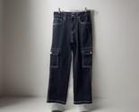 Telepatia  Wide Leg Cargo Jeans Juniors 9/29  Black White Stitch Pockets... - $24.70