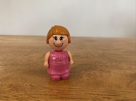 Vintage 1980's Happy Folks Little Brunette Girl With Freckles In Pink Dr... - $8.00