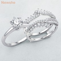 2 Pcs 925 Sterling Silver Wedding Rings Set for Women Solitaire Engagement Ring  - £57.43 GBP