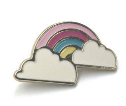 Rainbow White Cloud HMK Enamel Pin Blue Pink Yellow Hallmark Fashion Jewelry - £9.71 GBP