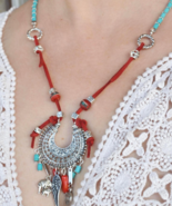 Turquoise Necklace, Coral Necklace, Turquoise and Coral, statement,Boho ... - £15.94 GBP