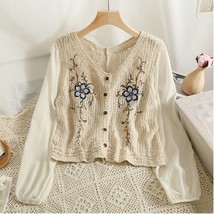 Korean Chic  Embroidery Shirts Blouse Women Long Sleeve Shirt Blusa Mujer Boho B - £64.61 GBP