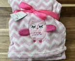 Le Bebe Favorite Pink White Owl Chevron Baby Blanket New With Tags - £26.42 GBP