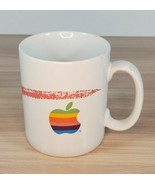 Vtg Papel Apple Computer Mac Coffee Cup Mug Rainbow Logo Spellout Made i... - £22.13 GBP