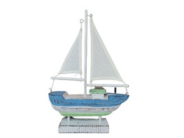 12” Indonesian Crafted Wooden Sailboat Beach Home Tiki Bar Nautical Boat Décor - £15.12 GBP