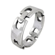 Sterling Silver Rectangular Chain Link Design Ring, Size 6 - £14.95 GBP