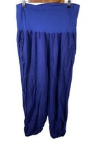Soft Surroundings Size Large Linen Pants Blue Maternity Tummy Panel Wide... - $46.44
