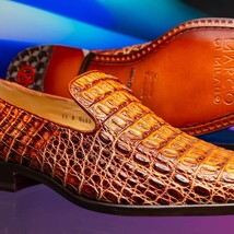 genuine caiman crocodile slip on Shoes Trento Rustic Cognac image 10