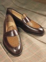 Two Tone Brown Moccasin Loafer Slip Ons Men&#39;s Premium Quality Leather Shoes - $149.99+