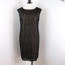 Badgley Mischka American Glamour Women&#39;s M Black Faux Fur Knit Sheath Dress - £15.69 GBP