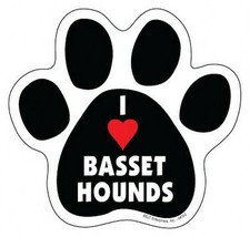 I Heart BASSET HOUNDS DOG PAW PRINT Fridge Car Magnet 5&quot;x5&quot; Large Size F... - £4.63 GBP