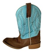 Ariat Bristo Tan Tilt &amp; Bustin Blue Cowboy Boots 10025167 size 4 M Youth - $53.69 CAD
