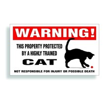 Warning DECAL trained HOUSE CAT for pet cage or door animal bumper sticker - £7.86 GBP