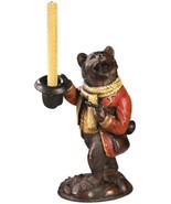 Candlestick Candleholder MOUNTAIN Lodge Bear with Top Hat Chocolate Brow... - £313.97 GBP