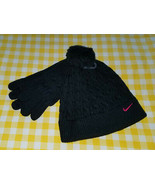NIKE GIRLS HAT &amp; GLOVE SET, SIZE 7-16, BLACK COLOR, NWT.100% AUTHENTIC - £15.97 GBP