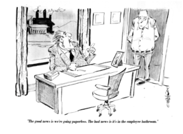 Signed B&amp;W Original Cartoon by Bolinger - &quot;PAPERLESS&quot; - £15.62 GBP