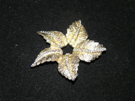 Vintage Small 5 Etched Leaves made into Star Shape w Tiny AB Rhinestone Accents - £5.57 GBP
