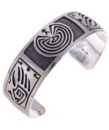 Navajo MAN IN THE MAZE Overlaid Bracelet Sterling Silver Cuff Mens s6.5-7 - £455.30 GBP