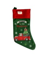 Christmas Stocking Home for the Holidays Truck with Tree Green and Red 1... - £14.07 GBP