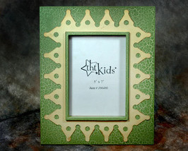 Green Crackle Wood and Yellow Tin Picture Frame 5x7 - $12.95