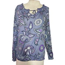 Grey Paisley Long Sleeve Blouse Size XS - £19.46 GBP