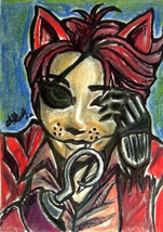 Five Nights at Freddy&#39;s FNaF Foxy Original Sketch Card Horror Drawing ACEO Maia - £19.63 GBP