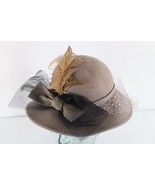 Vintage 50s Rockabilly Lace Netting Bowtie Feather Felt Wool Fedora Hat ... - $44.50