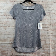 LuLaRoe Classic T Womans T-Shirt XXS Gray Geometrical Pattern Stretch Hi... - £6.58 GBP