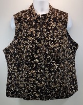 Women Basic Editions Floral Corduroy Lightweight Vest Jacket Size 1X Cotton - £9.28 GBP